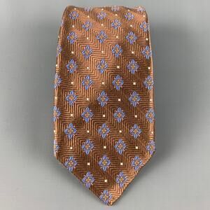 ROBERT TALBOTT Brown Blue Jacquard Silk Tie